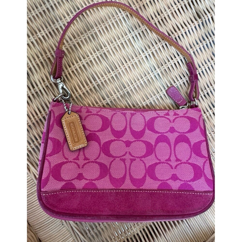 Vintage COACH 6094 Hamptons Demi Shoulder Bag Baguette Clutch Pink Purse Y2K